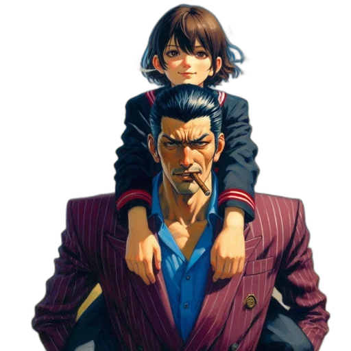 jacket, concept art, cyberpunk, comic book art, pixel art, blue, stern, man transparent PNG cut-out