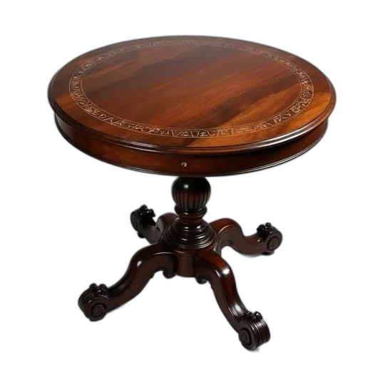 furniture, jewelry, wooden, table, circular, top, dark, brown transparent PNG cut-out