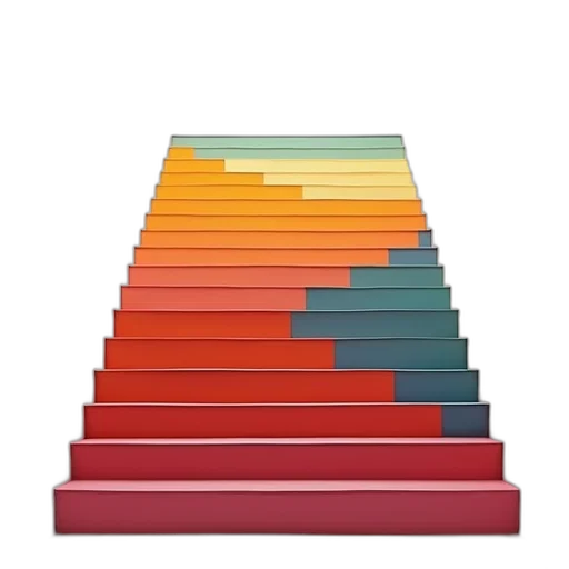 3d render, pixel art, colorful, pastel, red, neon, set, stair transparent PNG cut-out