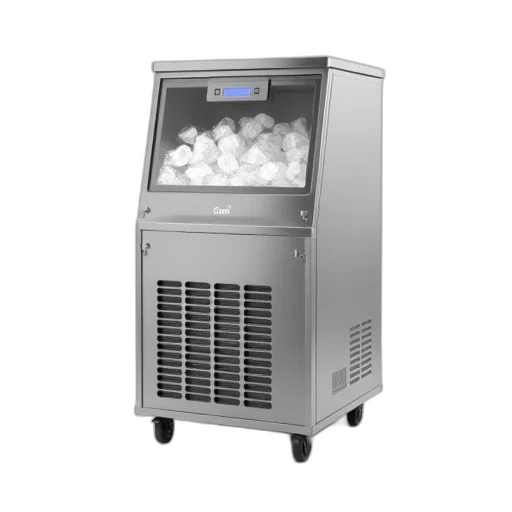 3d render, stainless, steel, ice, machine, transparent, bin, digital transparent PNG cut-out