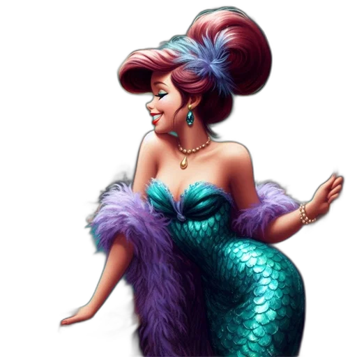 concept art, cartoon, fantasy art, pixel art, underwater, glamorous, woman, turquoise transparent PNG cut-out