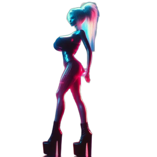 robot, dress, staff, weapon, concept art, 3d render, cyberpunk, pixel art transparent PNG cut-out