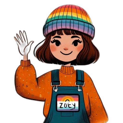 jacket, hat, cartoon, watercolor, pixel art, concept art, colorful, earth tones transparent PNG cut-out