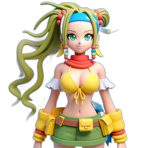 3d render, concept art, fantasy art, anime, animated, figure, stands, beach transparent PNG cut-out