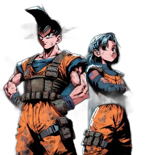 concept art, comic book art, anime, cartoon, dark, two, animated, characters transparent PNG cut-out