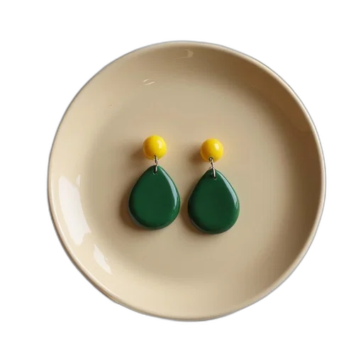 jewelry, green, pair, yellow, earrings, silver, earring, back transparent PNG cut-out