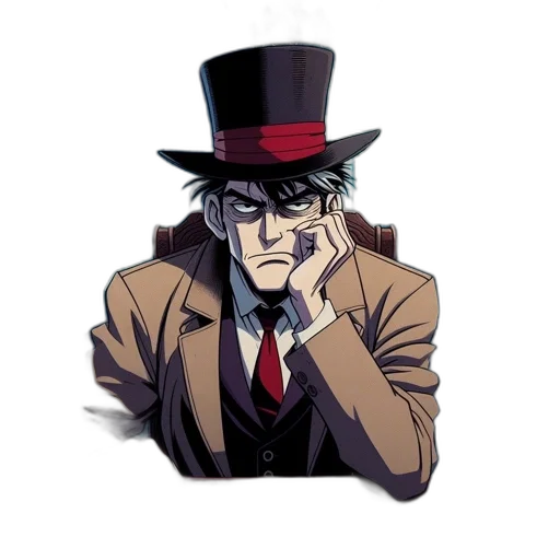 hat, jacket, staff, face, anime, pixel art, concept art, cartoon transparent PNG cut-out