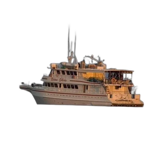 3d render, concept art, photorealistic, pixel art, large, boat, name, reina transparent PNG cut-out