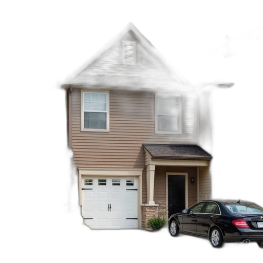 car, building, 3d render, photorealistic, concept art, city street, row, townhouses transparent PNG cut-out