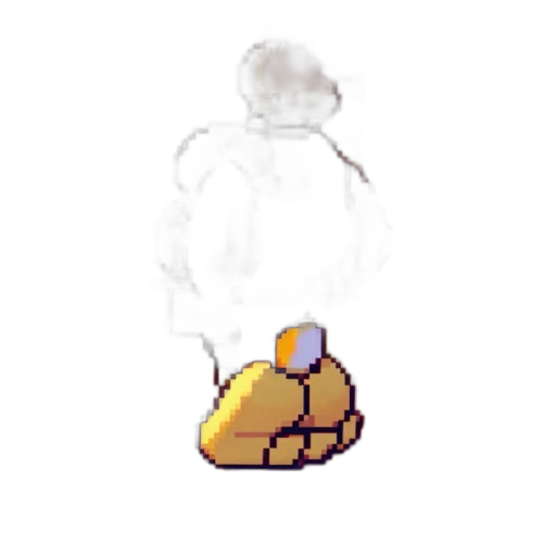 hat, staff, robot, creature, pixel art, concept art, 3d render, fantasy art transparent PNG cut-out