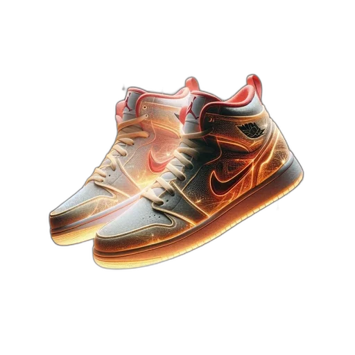 shoes, 3d render, pair, floating, nike, sneakers, lightning, pattern transparent PNG cut-out