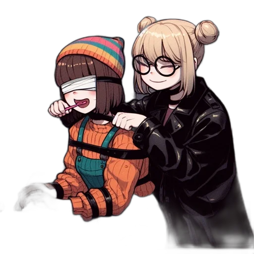 jacket, staff, weapon, mask, pixel art, anime, cartoon, concept art transparent PNG cut-out