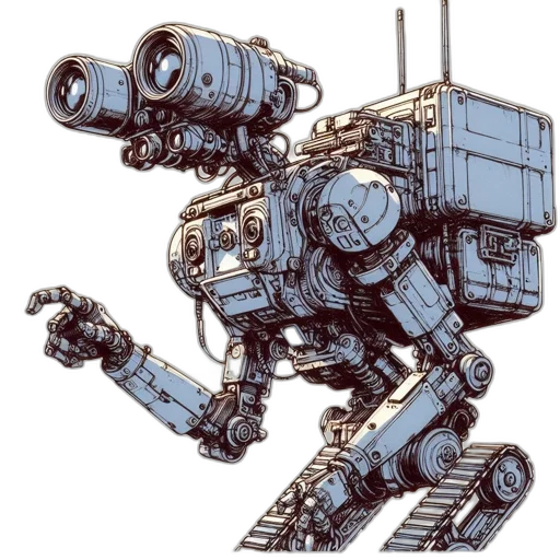 robot, weapon, animal, creature, concept art, pixel art, cyberpunk, 3d render transparent PNG cut-out