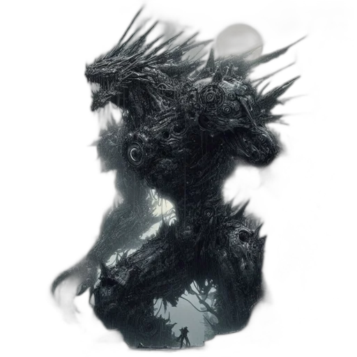 dragon, creature, hair, face, concept art, fantasy art, photorealistic, 3d render transparent PNG cut-out