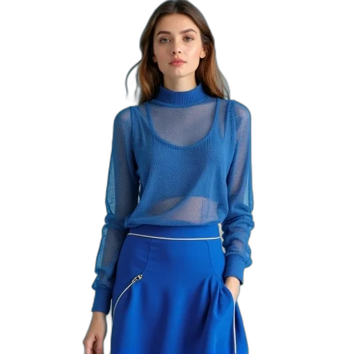dress, jacket, staff, jewelry, blue, monochrome, colorful, neon transparent PNG cut-out