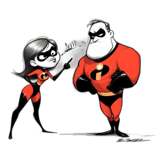 comic book art, concept art, cartoon, two, costumed, characters, one, female transparent PNG cut-out