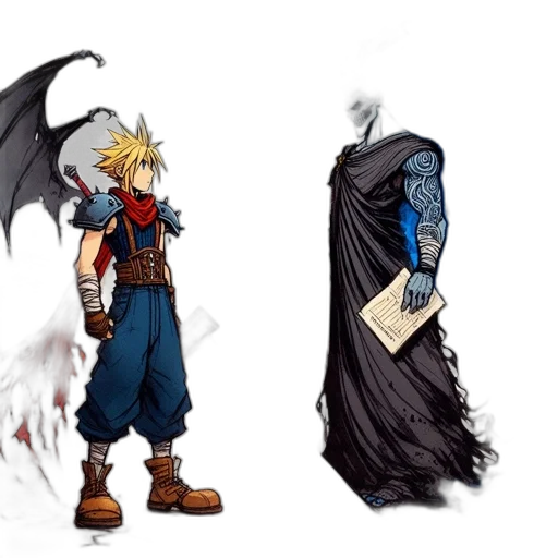 sword, concept art, comic book art, fantasy art, pixel art, dark, blue, monochrome transparent PNG cut-out