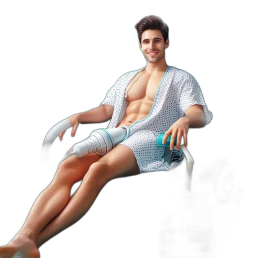 furniture, 3d render, photorealistic, concept art, pixel art, man, reclines, medical transparent PNG cut-out