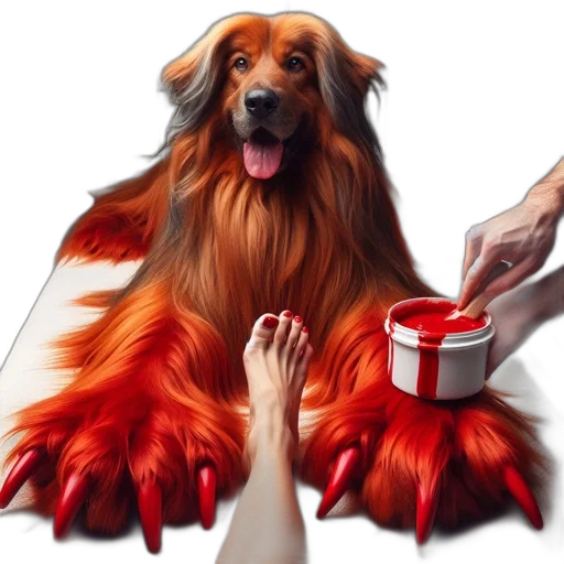 animal, creature, photorealistic, concept art, oil painting, fantasy art, red, long-haired transparent PNG cut-out