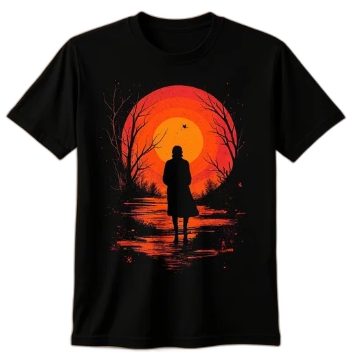 dress, umbrella, tree, concept art, fantasy art, 3d render, cyberpunk, sunset transparent PNG cut-out