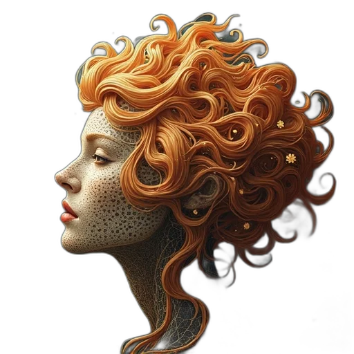 mask, crown, hair, face, photorealistic, fantasy art, concept art, 3d render transparent PNG cut-out