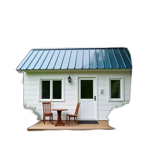 building, furniture, umbrella, 3d render, photorealistic, small, white, house transparent PNG cut-out