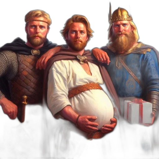 sword, crown, fantasy art, concept art, photorealistic, pixel art, three, males transparent PNG cut-out