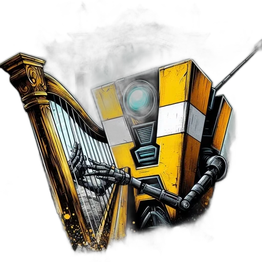 robot, staff, concept art, cyberpunk, fantasy art, pixel art, artistic, rendition transparent PNG cut-out