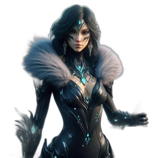 concept art, fantasy art, comic book art, cyberpunk, dark, blue, woman, futuristic transparent PNG cut-out