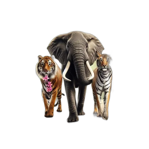 animal, concept art, 3d render, photorealistic, fantastical, scene, features, elephant transparent PNG cut-out