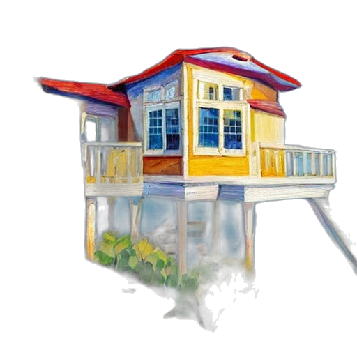 building, umbrella, watercolor, photorealistic transparent PNG cut-out
