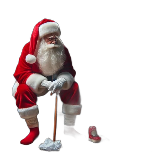staff, 3d render, santa, claus, sits, christmas-decorated, room, large transparent PNG cut-out