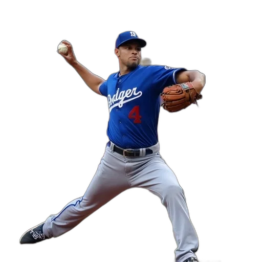 baseball, player, blue, uniform, middle, pitch, his, arm transparent PNG cut-out