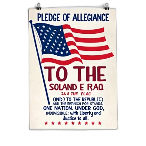 poster, title, pledge, allegiance, large, bold, letters, top transparent PNG cut-out