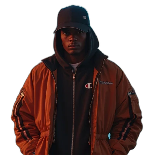 jacket, staff, hat, face transparent PNG cut-out