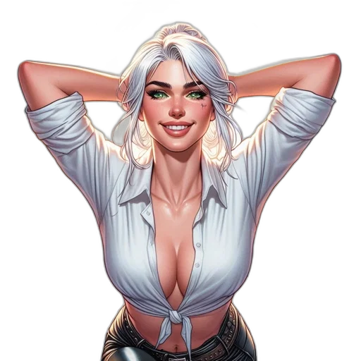 staff, face, jacket, comic book art, fantasy art, concept art, pixel art, woman transparent PNG cut-out