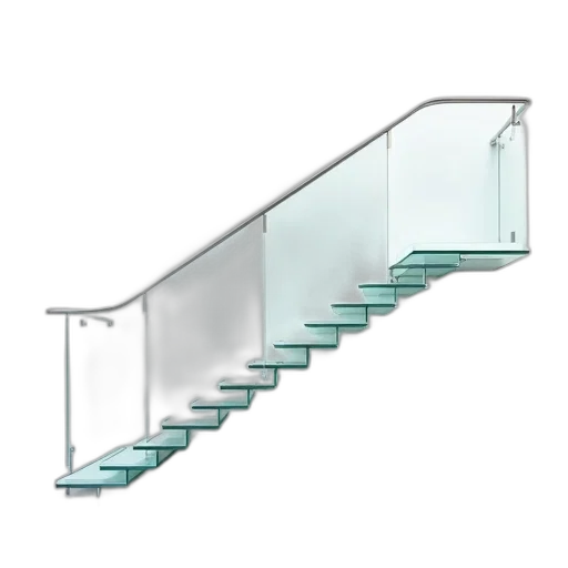3d render, photorealistic, modern, glass, staircase, sleek, design, featuring transparent PNG cut-out