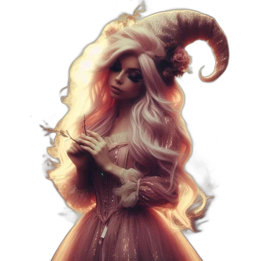 hair, dragon, staff, dress, fantasy art, concept art, pixel art, comic book art transparent PNG cut-out