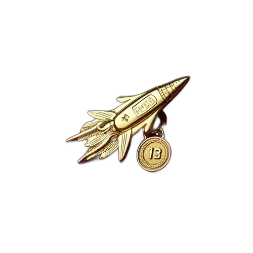 jewelry, weapon, staff, gold, pin, rocket, design, word transparent PNG cut-out