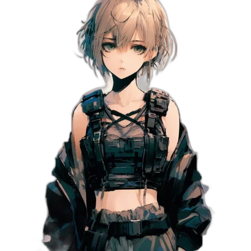 dress, staff, jacket, face, pixel art, anime, concept art, cyberpunk transparent PNG cut-out