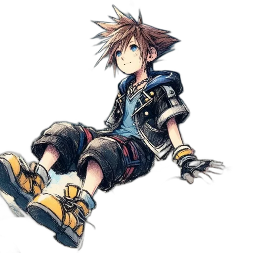 jacket, shoes, weapon, concept art, anime, pixel art, cartoon, young transparent PNG cut-out