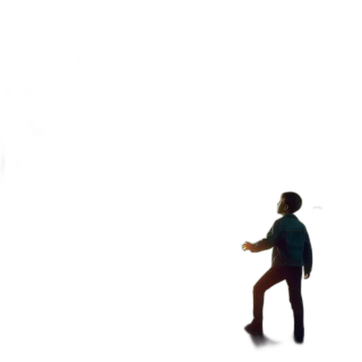 robot, staff, weapon, jacket, concept art, 3d render, pixel art, fire transparent PNG cut-out