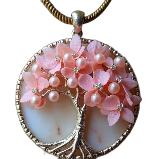 jewelry, crown, tree, flower, photorealistic, pastel, pink, mother transparent PNG cut-out