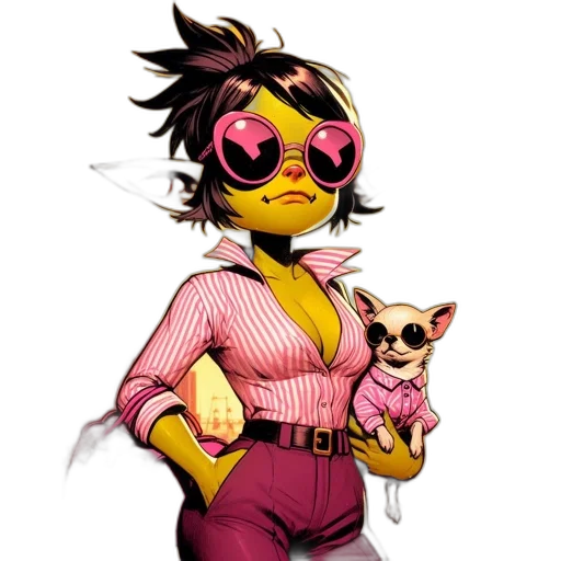 jacket, animal, staff, concept art, comic book art, pixel art, cartoon, golden transparent PNG cut-out