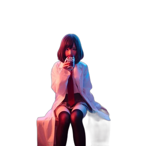 jacket, dress, umbrella, robot, concept art, pixel art, photorealistic, anime transparent PNG cut-out