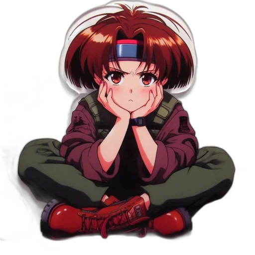 jacket, hat, crown, staff, anime, vaporwave, pixel art, cyberpunk transparent PNG cut-out