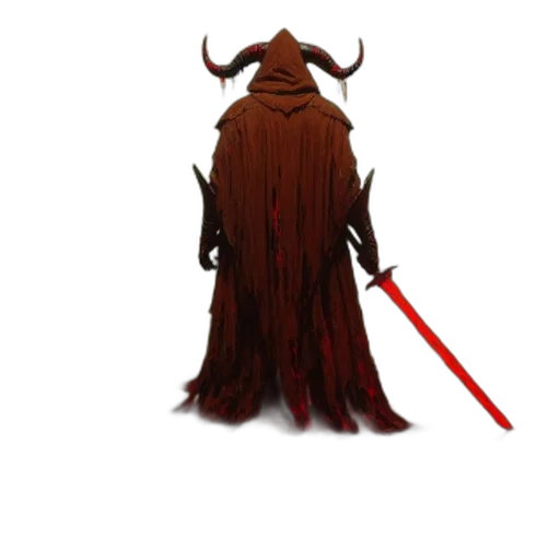 staff, creature, sword, mask, concept art, fantasy art, pixel art, 3d render transparent PNG cut-out