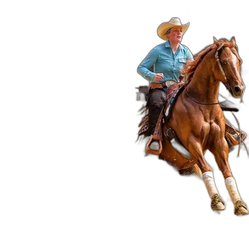 animal, hat, woman, blue, shirt, cowboy, rides, brown transparent PNG cut-out