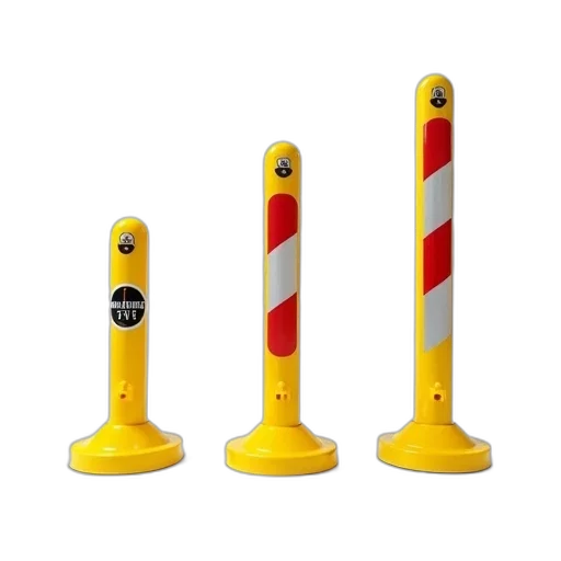 staff, 3d render, set, three, yellow, traffic, barriers, red transparent PNG cut-out