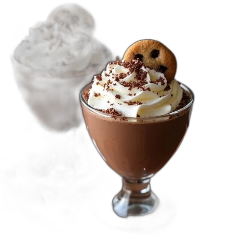 food, 3d render, photorealistic, two, glasses, chocolate, mousse, whipped transparent PNG cut-out